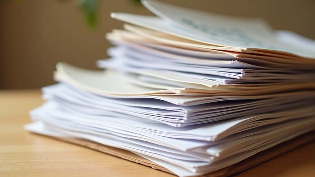 Documents administratifs français empilés et triés par type avec des intercalaires étiquetés pour une organisation efficace