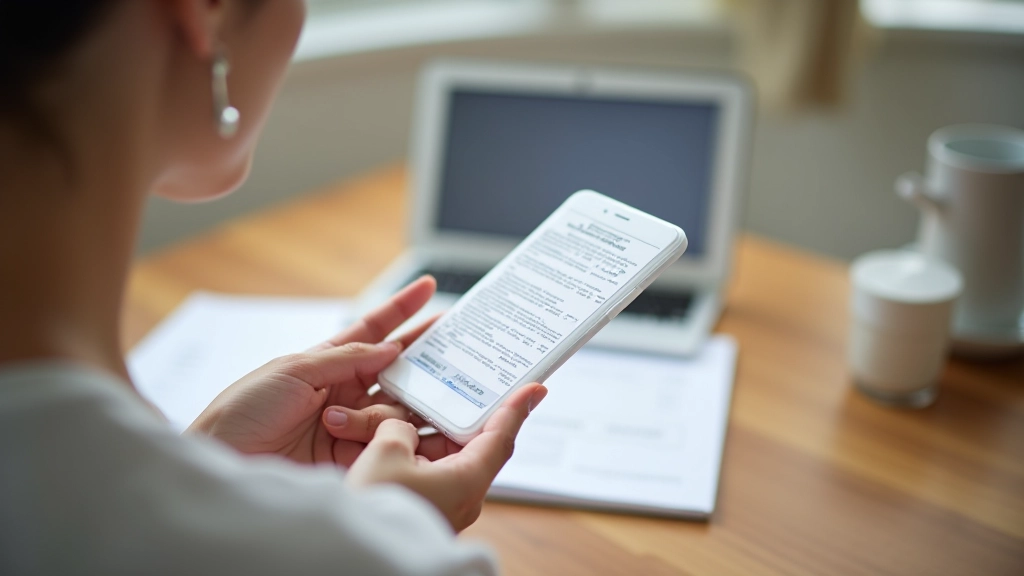 Sequence visuelle montrant différentes étapes de numérisation d'un document avec un smartphone